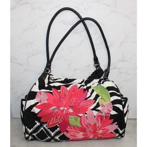 Brighton Embroidered Patterned Hobo Bag Leather Accents Large